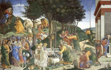 Youth of Moses by Sandro Botticelli in the Sistine Chapel in the Vatican Museums in Rome