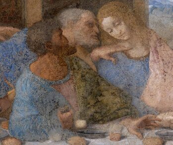 Detail of Judas, Peter, and John in The Last Supper by Leonardo da Vinci 