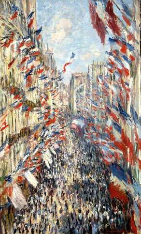 The Rue Montorgueil in Paris Celebration of 30 June 1878 by Claude Monet in the Musée d’Orsay