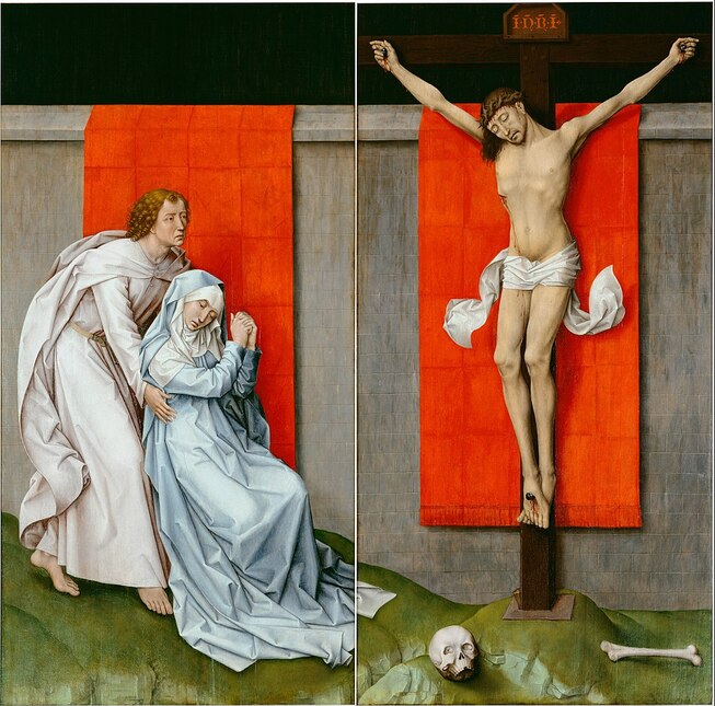 The Crucifixion, with the Virgin and Saint John the Evangelist Mourning by Rogier van der Weyden in the Philadelphia Museum of Art