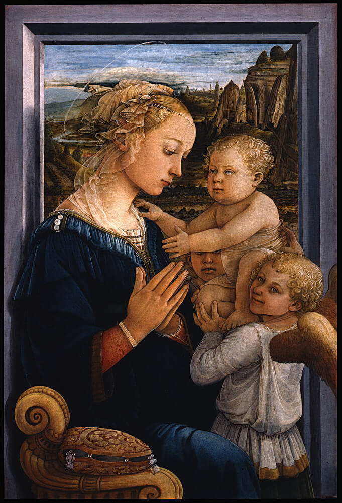 Madonna and Child with Two Angels by Filippo Lippi in the Uffizi Museum in Florence
