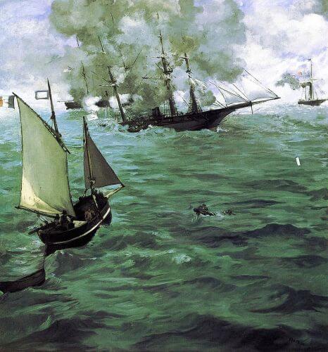 The Battle of the Kearsarge and the Alabama by Edouard Manet in the Philadelphia Museum of Art