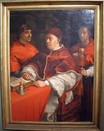 Copy of the Portrait of Leo X with Two Cardinals of Raphael by Andrea del Sarto