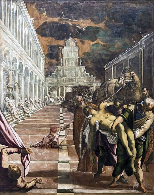 The Stealing of the Dead Body of St Mark by Jacopo Tintoretto in the Galleria dell'Accademia in Venice