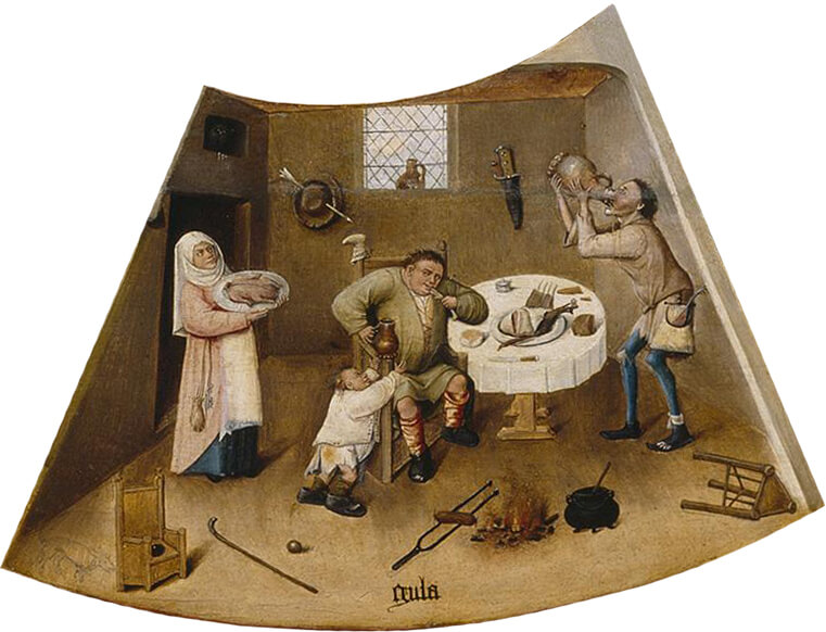 Scene of Gluttony from The Seven Deadly Sins and the Four Last Things by Hieronymus Bosch
