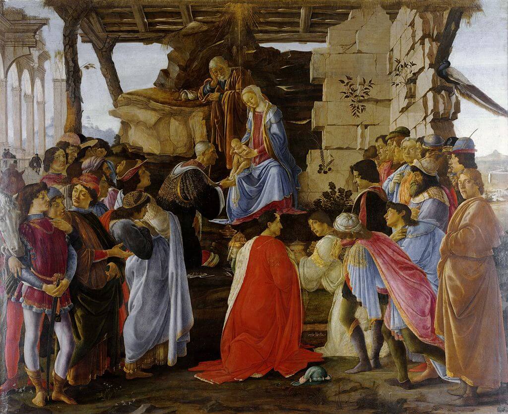 Adoration of the Magi by Sandro Botticelli in the Uffizi Museum in Florence 