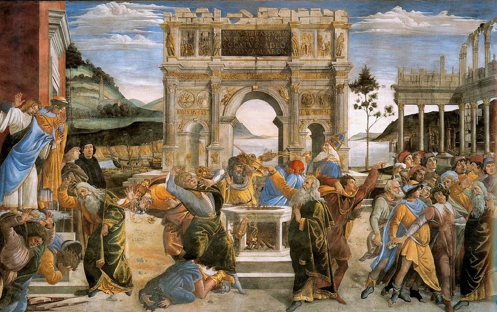 Punishments of the Sons of Corah by Sandro Botticelli in the Sistine Chapel in the Vatican Museums in Rome
