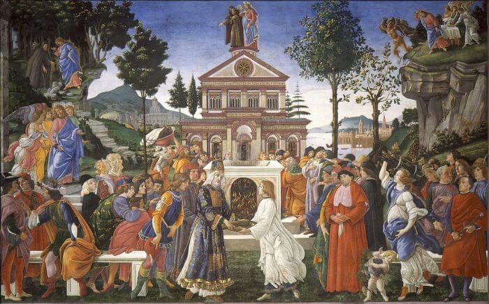 Temptations of Christ by Sandro Botticelli in the Sistine Chapel in the Vatican Museums in Rome