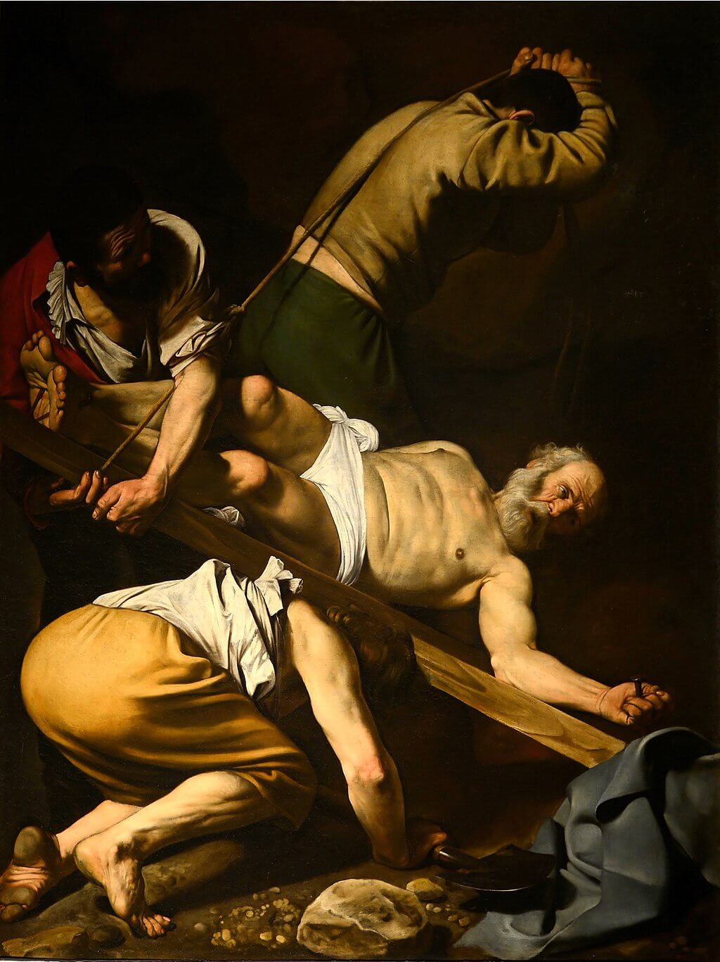 Crucifixion of Saint Peter by Caravaggio in the Basilica of Santa Maria del Popolo in Rome