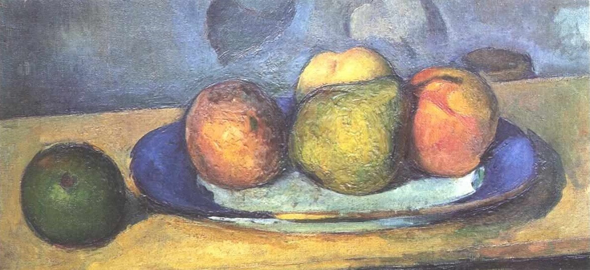 Fruits on a Blue Plate (1879-1880) by Paul Cézanne