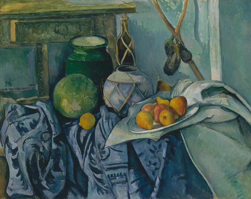 Still Life with a Ginger Jar and Eggplants (1893-1894) by Paul Cézanne