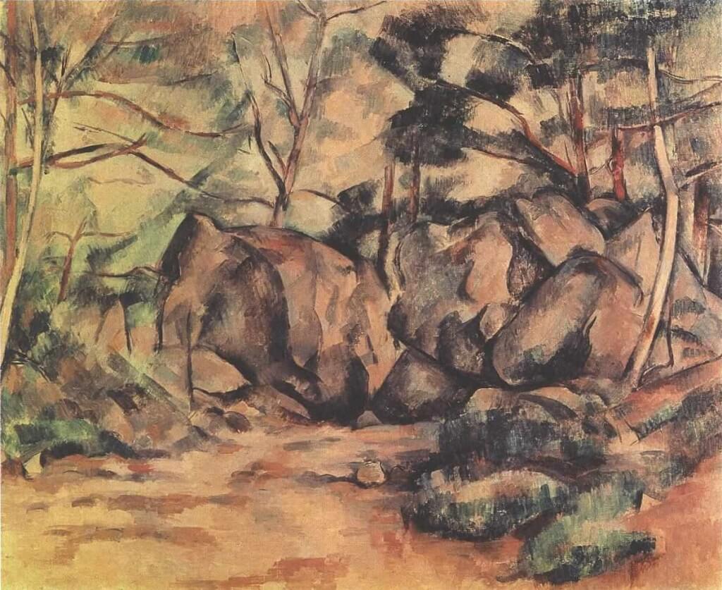 Woodland with Boulders (1893) by Paul Cézanne