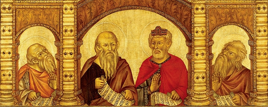 Detail of the prophets in the Santa Trinita Maestà by Cimabue in the Uffizi Museum