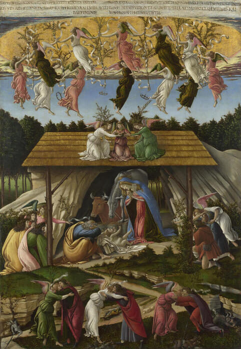 Mystic Nativity by Sandro Botticelli in the National Gallery in London