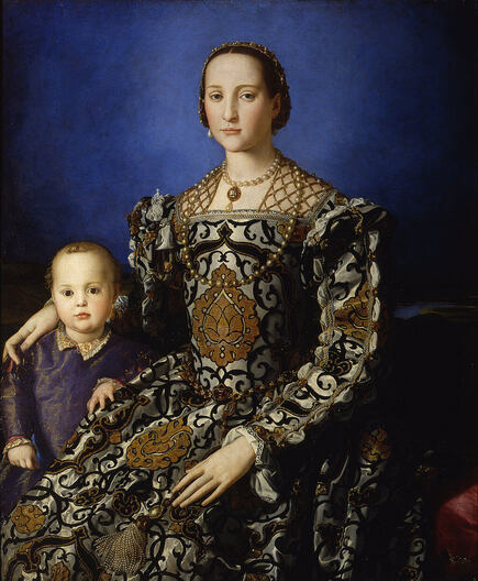 Portrait of Eleanor of Toledo by Bronzino in the Uffizi Museum in Florence