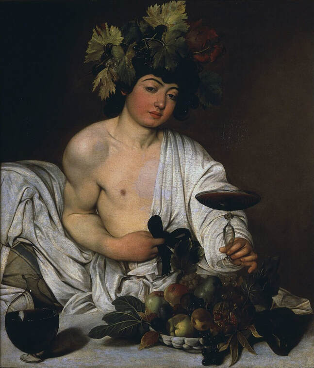Bacchus by Caravaggio in the Uffizi Gallery in Florence