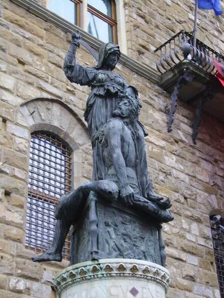 A Replica of Judith and Holofernes by Donatello outside the Palazzo Vecchio