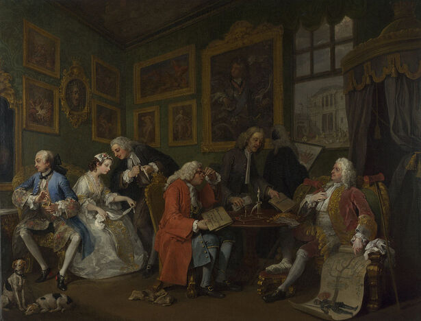 Marriage A-la-Mode: 1, The Marriage Settlement by William Hogarth in the National Gallery in London