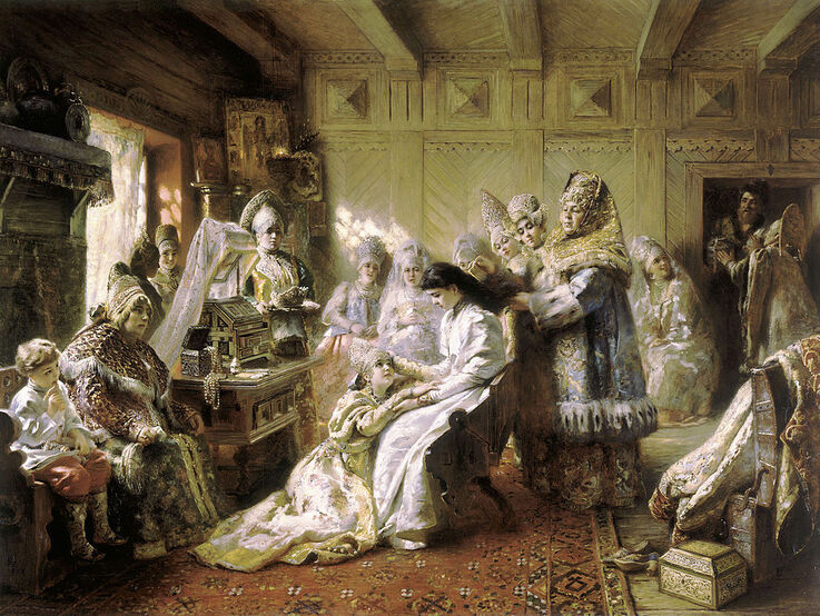 The Russian Bride's Attire by Konstantin Makovsky in the Serpukhov`s Museum of History and Art