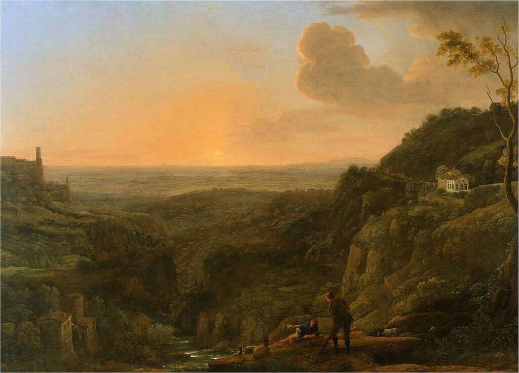 A View of the Roman Campagna from Tivoli, Evening by Claude Lorrain in the British Royal Collection