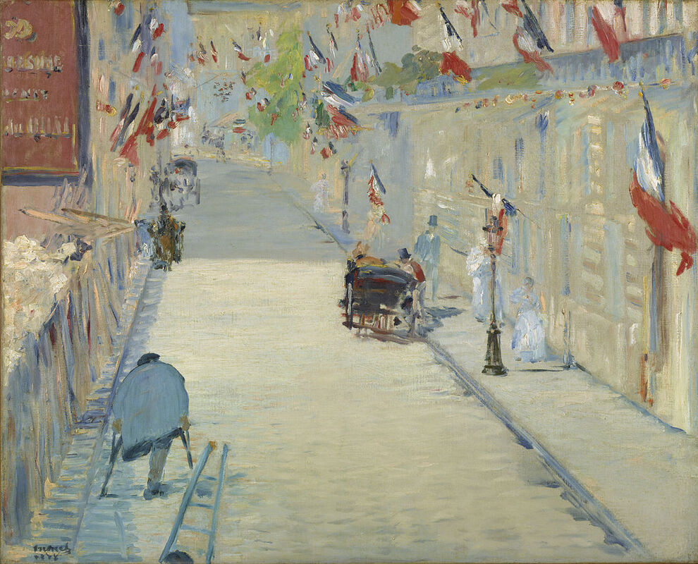 The Rue Mosnier with Flags by Edouard Manet in the J. Paul Getty Museum in Los Angeles