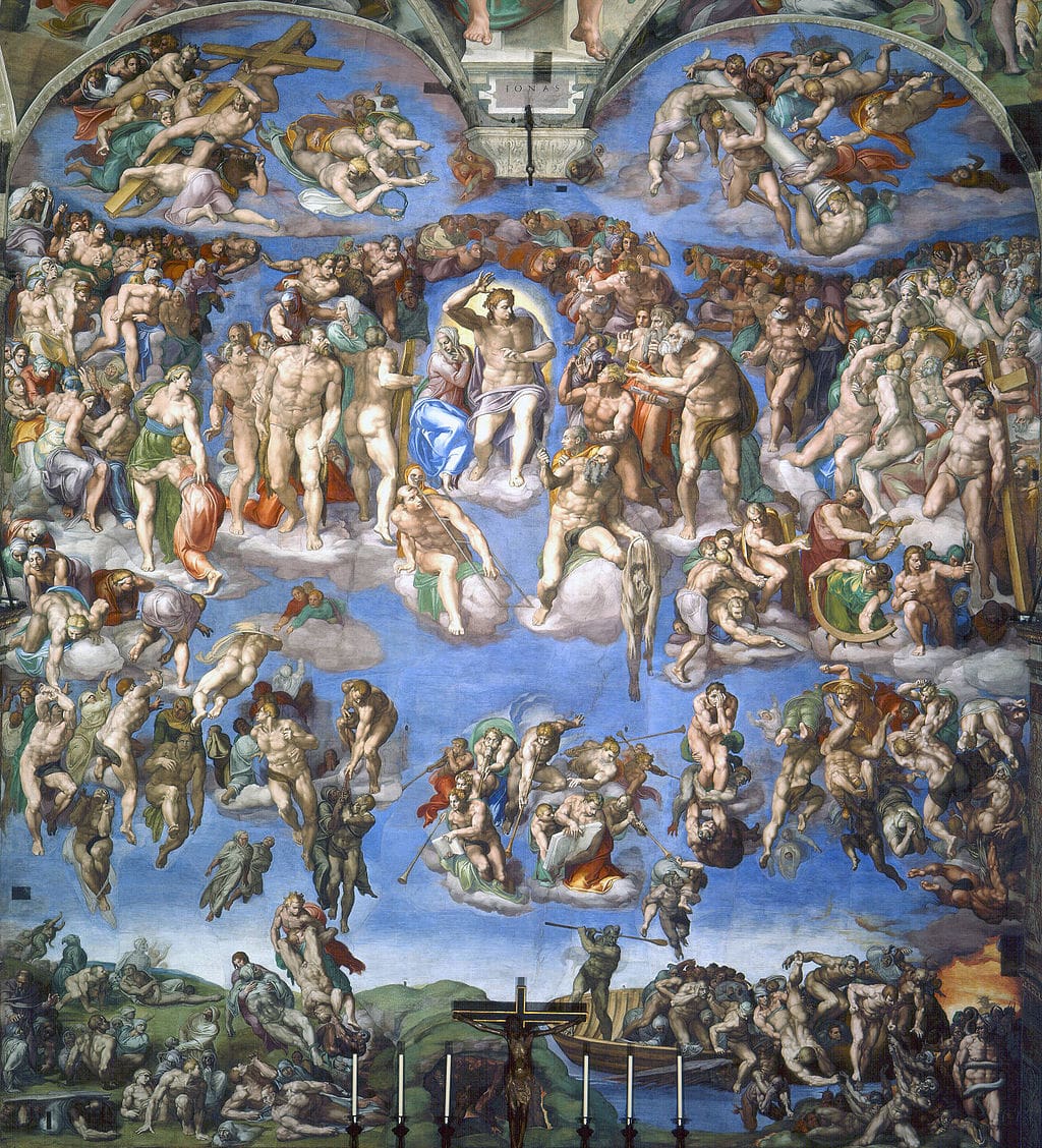 The Last Judgment by Michelangelo in the Sistine Chapel in the Vatican Museums in Rome