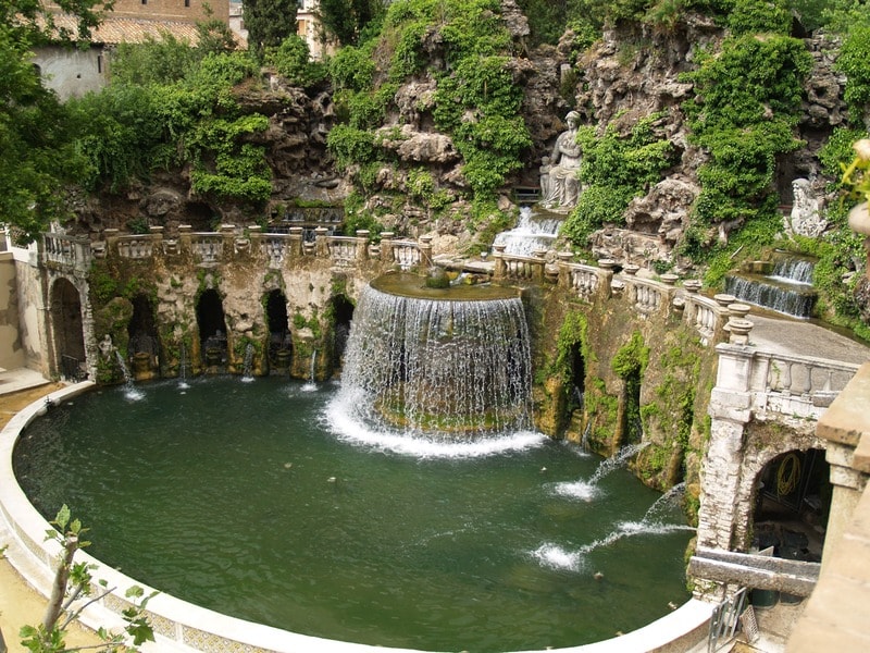 The Oval Fountain in Villa d'Este in Tivoli