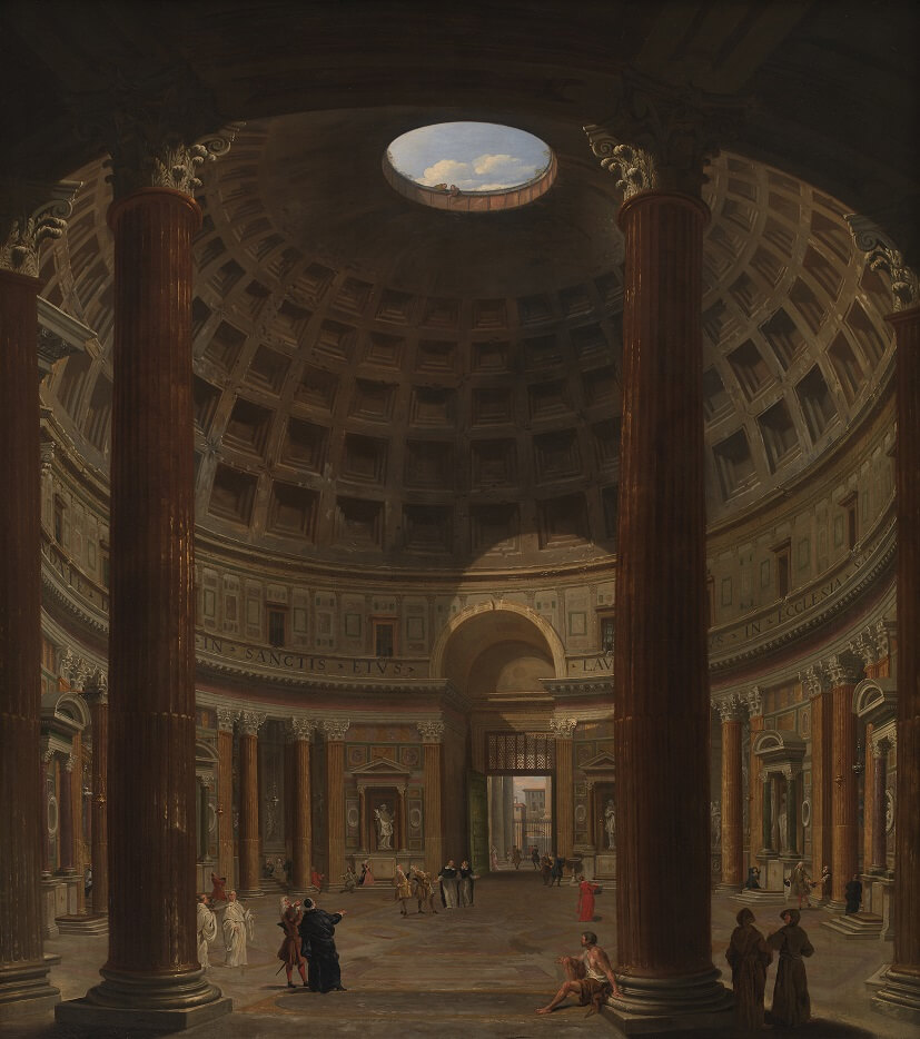 Interior of the Pantheon by Giovanni Paolo Panini in the National Gallery of Denmark