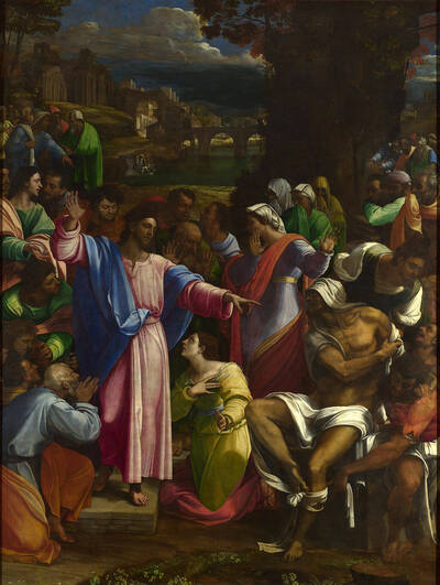 The Raising of Lazarus by Sebastiano del Piombo in the National Gallery in London