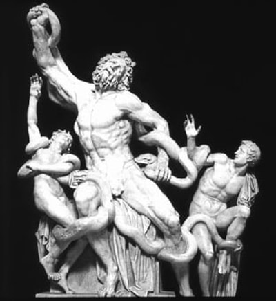Laocoön and His Sons with extended arm in the Vatican Museums before 1960