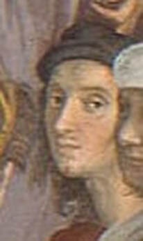 Self Portrait of Raphael in The School of Athens in the Stanza della Segnatura in the Vatican Museums in Rome