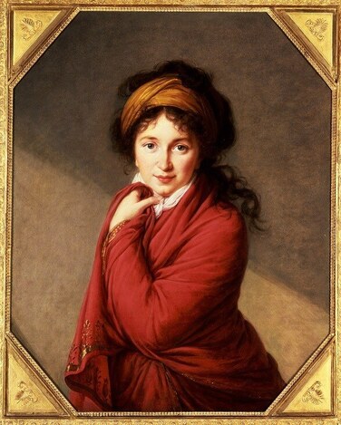 Portrait of Countess Golovine with golden frame by Élisabeth Vigée Le Brun