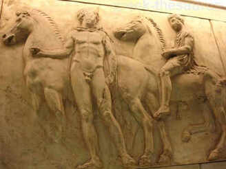 Part of the West frieze of the Parthenon in Athens