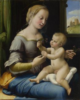 Madonna of the Pinks by Raphael in the National Gallery in London