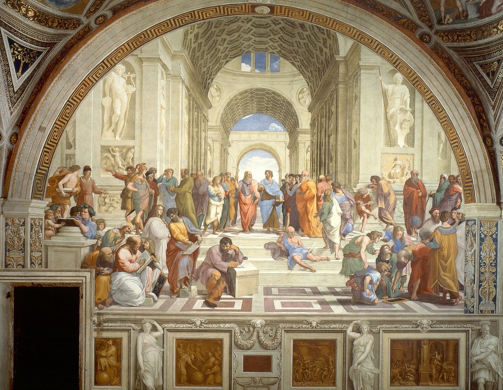 The School of Athens by Raphael in the Vatican Museums in Rome