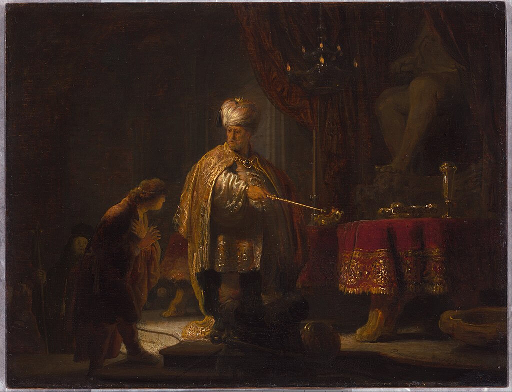 Daniel and Cyrus before the Idol Bel by Rembrandt in the J. Paul Getty Museum in Los Angeles 
