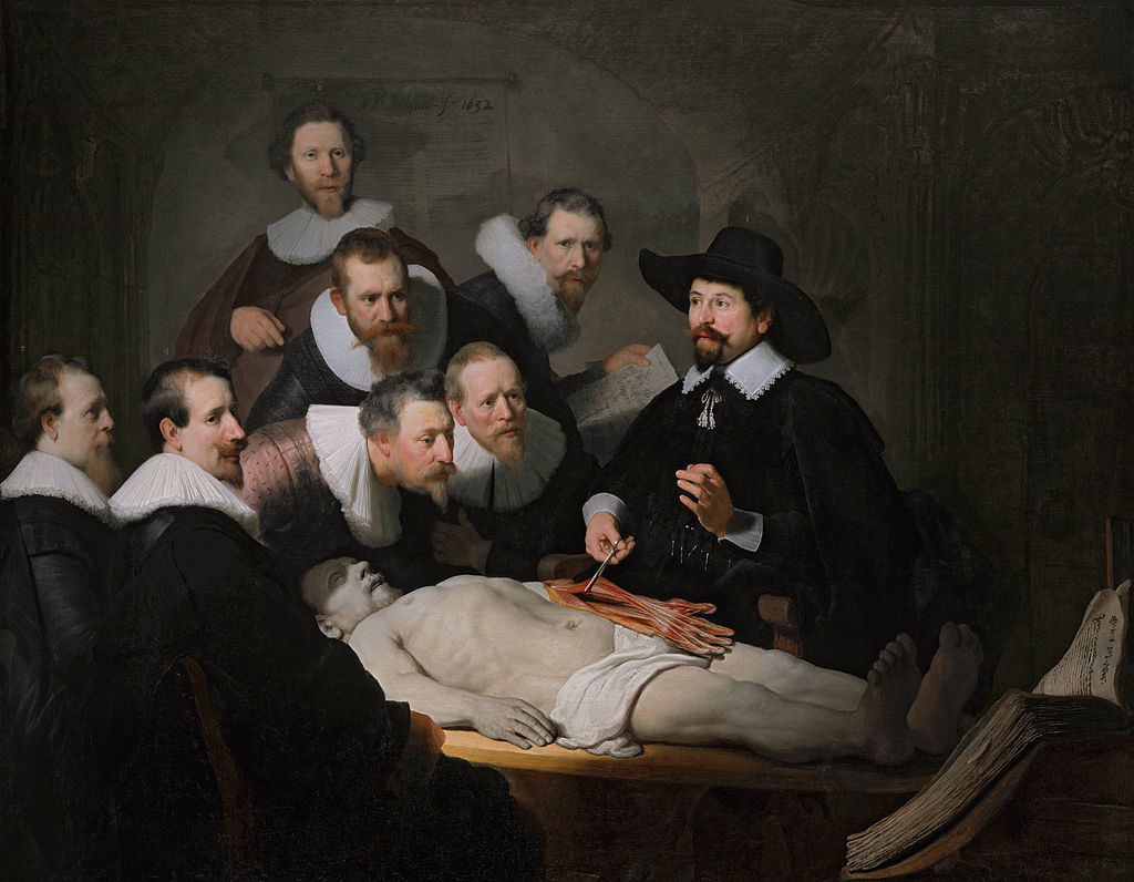 The Anatomy Lesson of Dr. Nicolaes Tulp by Rembrandt in the Mauritshuis in The Hague