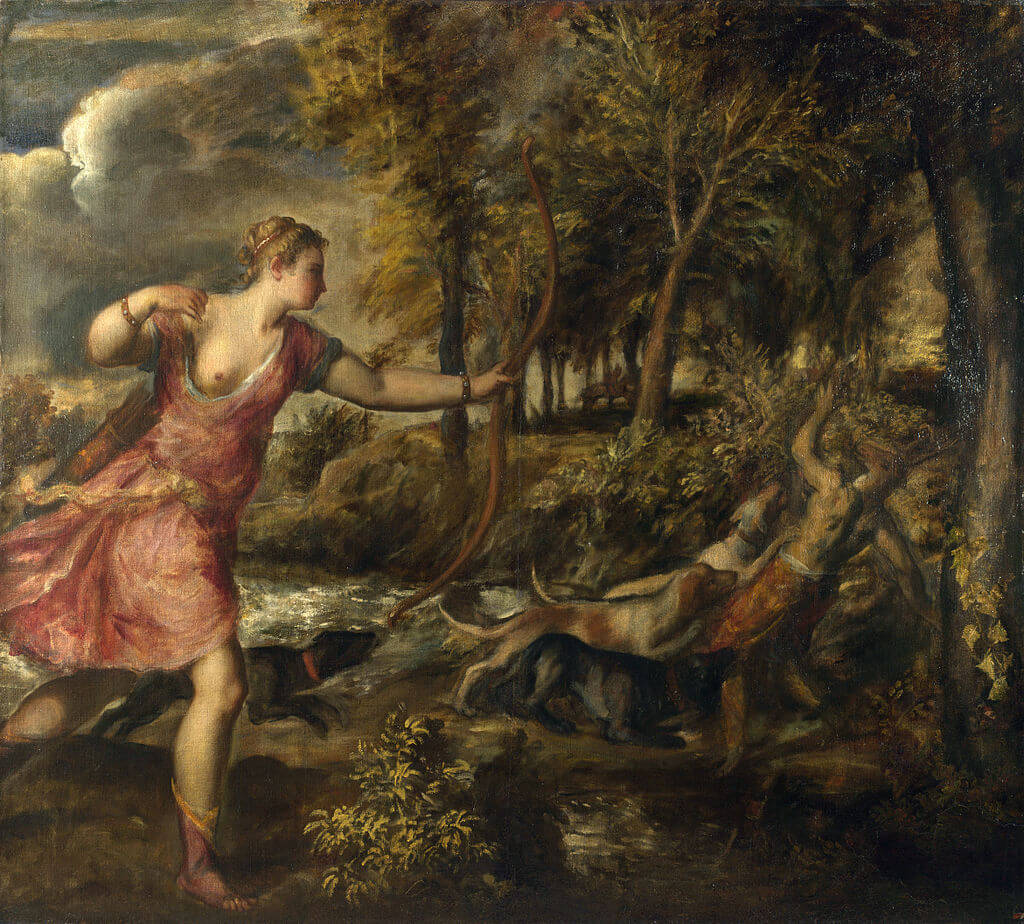 The Death of Actaeon by Titian in the National Gallery in London