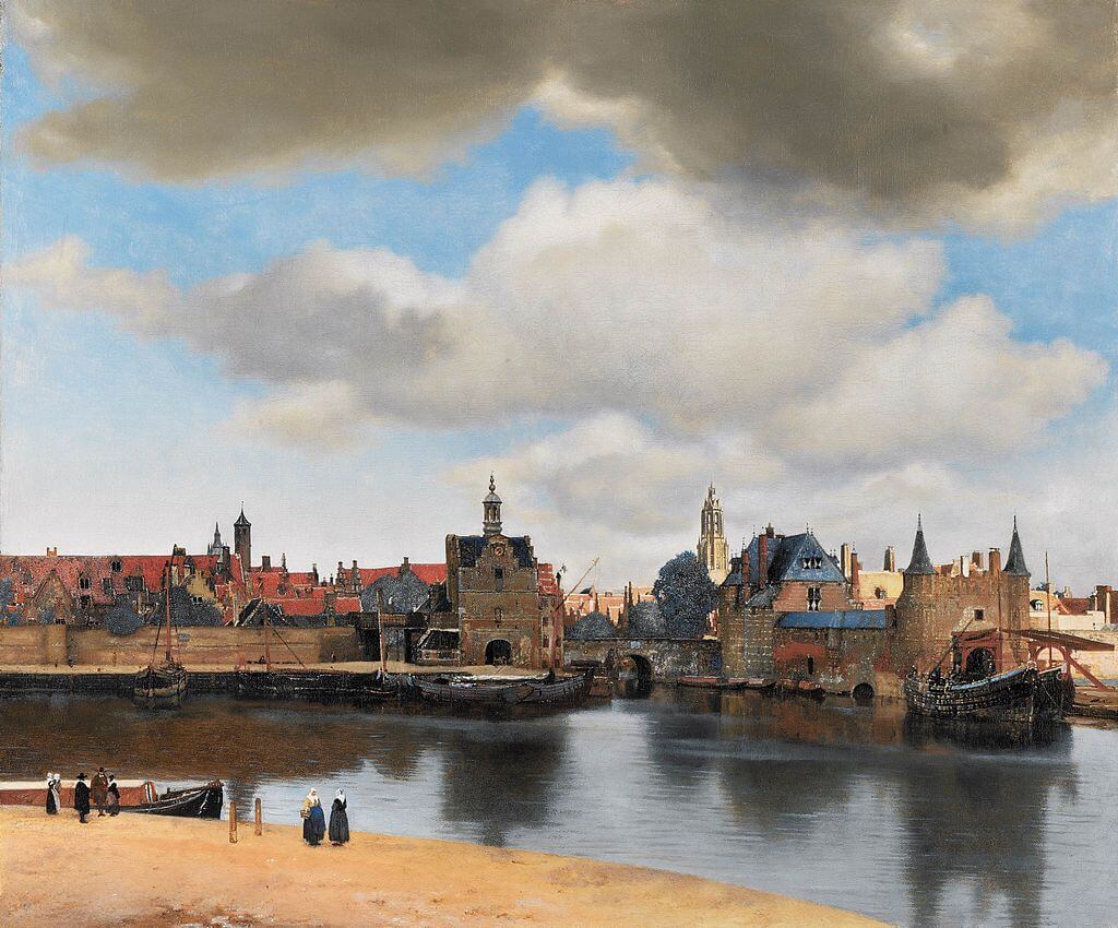 View of Delft by Johannes Vermeer in the Mauritshuis in The Hague