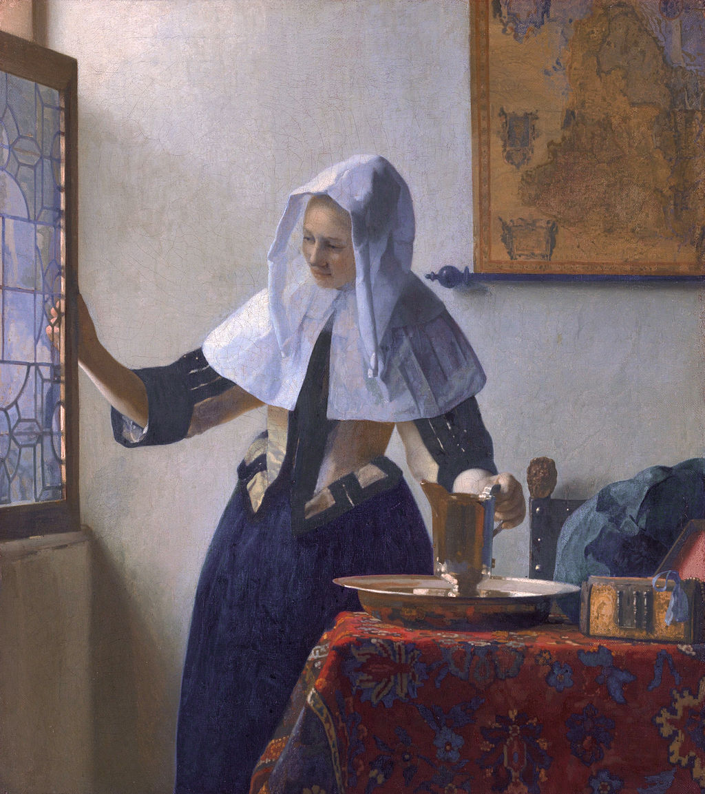Young Woman with a Water Pitcher by Johannes Vermeer in the National Gallery of Art in Washington, DC